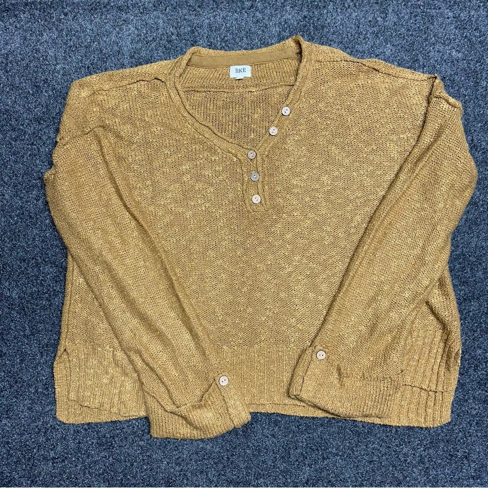 BKE Brown knit slouchy oversized sweater cottage fairy coastal cowgirl western